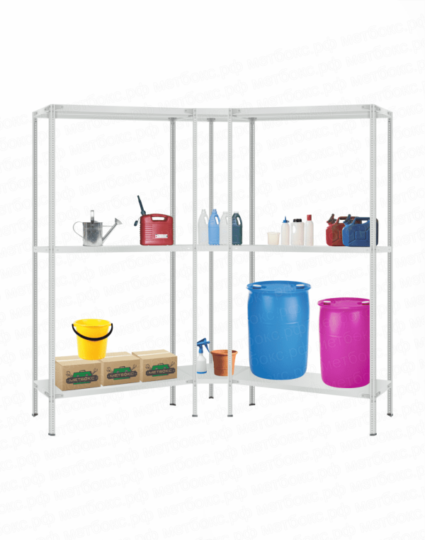 Стеллаж угловой 2000х1600х1600 (3 яруса глубиной 400мм)